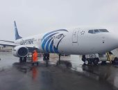 طائرة مصر للطيران الجديدة تتوقف بأيسلندا للتزود بالوقود أثناء رحلتها من أمريكا