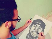 بالصور.. القلم الرصاص والرمل أدوات "أحمد سيد" لرسم أجمل لوحات للمشاهير