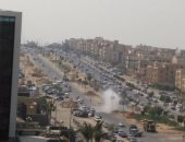 انفجار ماسورة مياه بشارع التسعين الشمالى فى التجمع الخامس