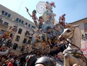 بالصور.. مجسمات ورقية لميركل وترامب وميسى فى مهرجان "فاياس" بإسبانيا
