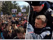 شاهد.. كيف تتعامل الشرطة الروسية مع المظاهرات المناهضة للحكومة.. بوتين يقرر اعتقال أنصار منافسه فى الانتخابات الرئاسية 2018.. وفساد رئيس الوزراء دميترى ميدفيديف السبب الرئيسى لتحرك الآلاف نحو الكرملين