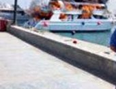 غرق مركب نزهة بحرية بعد حريقها فى العين السخنة