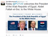 قبل قمة السيسي ـ ترامب.. البيت الأبيض على تويتر: اليوم نرحب برئيس مصر
