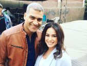 هند صبرى تنشر صورة من كواليس مسلسلها "حلاوة الدنيا" مع هانى عادل