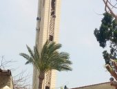 بالصور.. شروخ فى واجهة ومأذنة مسجد الشاطئ الكبير فى المعمورة