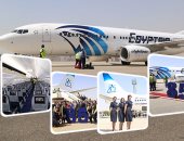 وزير الطيران يستقبل طائرة مصر للطيران الثالثة من طراز بوينج بمطار القاهرة