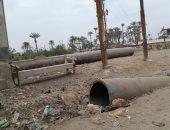  بالصور..توقف مشروع الصرف الصحى بقرية فى بنى سويف بعد 6 سنوات من بدء تنفيذه
