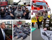 الألمان يفترشون الشوارع احتجاجا على تصدير برلين دبابات لـ"تركيا"