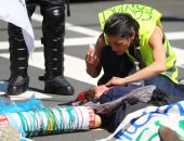 بالصور.. تظاهرات فى بروكسل احتجاجا على عقد قمة الناتو مع ترامب