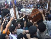 الأنبا أغاثون أسقف مغاغة يترأس جنازة لشهداء الإرهاب بقرية دير الجرنوس