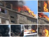 بالصور.. تفاصيل إنقاذ سوق إمبابة من كارثة بعد اشتعال النيران فى المحلات