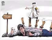 كاريكاتير صحيفة مكة السعودية: قطر تطعن الشعب السورى من أجل عيون إيران
