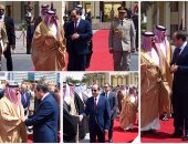 الرئيس السيسي يودع عاهل البحرين أثناء مغادرته مطار القاهرة