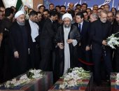 بالصور.. إيران تشيع جثامين ضحايا التفجيرات بحضور رؤساء السلطات الثلاثة