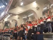 بالصور.. أطفال "شباب الجزيرة" يدعمون فراعنة الطائرة أمام اليابان بكأس العالم