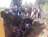 كسر بماسورة مياه بسبب هبوط أرضى فى الغربية