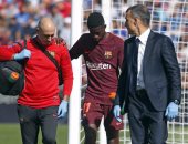 ديمبلى مهدد بالغياب عن برشلونة لمدة شهر بسبب الإصابة