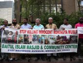 بالصور.. مسلمو أمريكا ينددون بالعنف ضد الروهينجا أمام مقر الأمم المتحدة