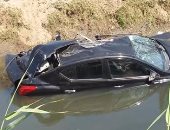 إصابة شخصين فى حادث تصادم وانقلاب سيارة بإحدى الترع فى دمياط