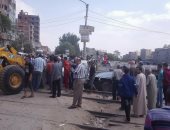  حادث تصادم بين قطار وسيارة ربع نقل على مزلقان بمدينة شربين