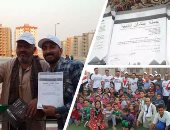 بالصور.. أهالى الأسمرات يتسابقون للتوقيع على استمارة "علشان تبنيها" لدعم السيسى لولاية ثانية.. ترحيب من سكان المنطقة بالحملة.. والشباب فى مقدمة الموقعين.. والجميع يصطف حاملا علم مصر.. وبسمة الأطفال تزين المشهد