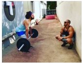 شاهد.. عبد الفتاح الجرينى فى تمرين رفع الأثقال