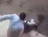 بالفيديو.. علقة ساخنة من "قطة" لشخص اعتدى على أولادها بالإسكندرية
