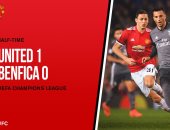 مانشستر يونايتد يتقدم على بنفيكا 1 / 0 فى الشوط الأول بخطأ الحارس