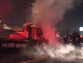 8 سيارات إطفاء تسيطر على حريق "دائرى الرماية".. والإسعاف تنقل المصابين