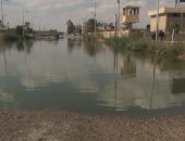 بالصور.. مياه الصرف تغرق طريق مدينة السويس الصناعية وتعطل عمل الورش