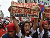 بالصور.. تظاهرات فى الفلبين تحت شعار" الإمبريالية الأمريكية إرهابية "