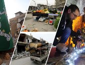 صور.. أحياء سوريا تفك حداد الحرب.. مواطنون يبنون شجرة عملاقة من أنقاض البيوت احتفالا بأعياد الميلاد.. أطفال يشيدون حائط الشرف لشهداء الإرهاب.. وشيخ كبير: عادت الأعراس بعدما كثرت الجنازات