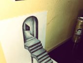 بالصور.. قارئ يبدع فى لوحات فنية 3D بالقلم الرصاص