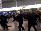 صور.. مشاجرات بمطار هانوفر بألمانيا بسبب تظاهرة ضد عدوان تركيا على عفرين