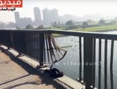 فيديو.. ترميم سور الطريق الدائرى أعلى النيل بالأسلاك الرفيعة وحبال الغسيل