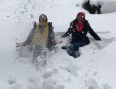 صور.. شاهد.. بنات "طائرة الأهلى" وسط ثلوج سلوفينيا