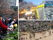صور.. العالم هذا الصباح.. فيضانات تغرق ولاية أوهايو الأمريكية.. عاصفة ثلجية تغطى الأخضر واليابس فى سويسرا.. وقفة بالورود لإحياء الذكرى الـ25 لتفجير مركز التجارة العالمى بنيويورك.. وحريق يلتهم أحد المطاعم بتشيلى