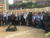 صور.. روبوت للكشف عن المتفجرات فى بيان عملى لإخلاء المدارس ببنها