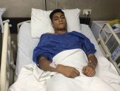 مصطفى محمد يحتفل مع لاعبى الزمالك بعد التأهل لنهائى الكأس