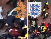 فيديو وصور.. اشتباكات بين الشرطة الهولندية ومشجعين إنجليز فى أمستردام