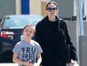 صور.. إنجلينا جولى مع ابنها يتوجهان إلى متجر حيوانات أليفة 