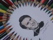  طالب هندسة يبدع فى رسم بورتريهات لمشاهير الفن والرياضة 