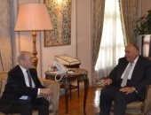بدء المباحثات الثنائية بين سامح شكرى ونظيره الفرنسى بمقر وزارة الخارجية