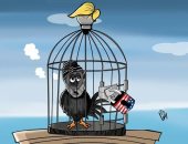 حال الدنيا.. إيران فى قفص العزلة الأمريكية.. كاريكاتير