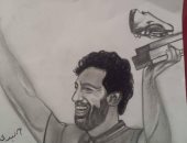 قارئ يشارك ببورتريه لـ"محمد صلاح" بعد فوزه بالحذاء الذهبى