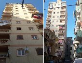 صور وفيديو.. عقار "غبريال" المائل يسبب أزمة بالإسكندرية.. السكان يرفضون الإخلاء ويؤكدون سلامته الإنشائية.. الأهالى: ليس لدينا سكن بديل والميل لا يتحرك.. والمحافظ:جارى هدم العقار حتى سطح الأرض وتوفير مساكن بديلة
