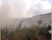 تداول فيديوهات لحريق عربة قطار بقرية القصبجى جنوب المنيب