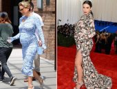 كيت هدسون وكيم كاردشيان بفستان مشجر فى شهور الحمل الأخيرة.. مين الأحلى؟