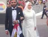 شاهد.. حفل زفاف بملعب مباراة مصر أمام السعودية