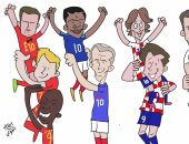كأس العالم 2018..جيل بلجيكا الذهبى ينافس 3منتخبات على المونديال "كاريكاتير"